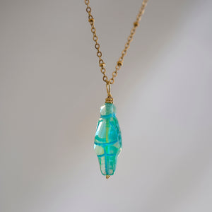 Alma Venus Charm Necklace (Aqua Blue & Light Green)