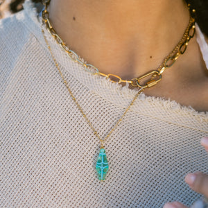 Alma Venus Charm Necklace (Aqua Blue & Light Green)