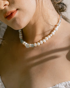 Galene Recycled Beach Glass & Pearls Necklace (Original)