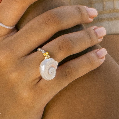 Moon Shell Beaded Ring