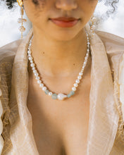 Load image into Gallery viewer, Galene Recycled Beach Glass Necklace With Baroque Pearl