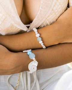 Galene Recycled Beach Glass & Mixed Pearls Bracelet