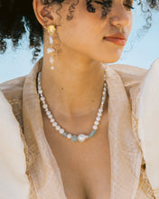 Load image into Gallery viewer, Galene Recycled Beach Glass Necklace With Baroque Pearl