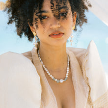 Load image into Gallery viewer, Galene Recycled Beach Glass Necklace With Baroque Pearl