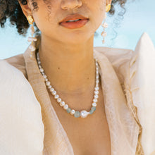 Load image into Gallery viewer, Galene Recycled Beach Glass Necklace With Baroque Pearl