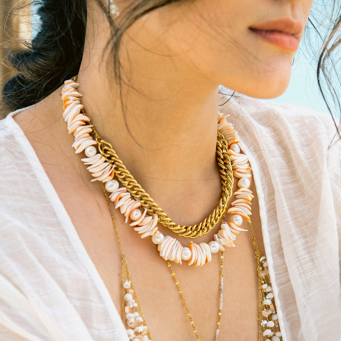 Nu Sunset Shells & Pearls Necklace