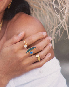 Isla Sodalite Stone & Colored Glass Adjustable Ring