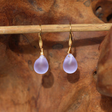 Load image into Gallery viewer, Paradiso Handmade Teardrop Sea Glass Earrings (Lilac)