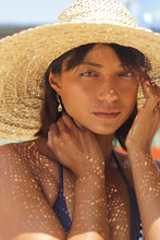 Load image into Gallery viewer, Larimar "Wisdom Of The Sea" Earrings, 18k Gold-Plated Brass Earrings
