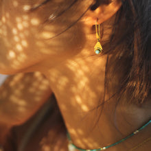 Load image into Gallery viewer, Larimar "Wisdom Of The Sea" Earrings, 18k Gold-Plated Brass Earrings