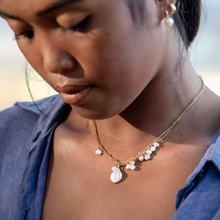 Load image into Gallery viewer, "Mermaid's Tale" Mini Baroque Pearls Necklace, 18K Gold-Plated Stainless Steel, 17 inch
