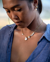 Load image into Gallery viewer, "Mermaid's Tale" Mini Baroque Pearls Necklace, 18K Gold-Plated Stainless Steel, 17 inch
